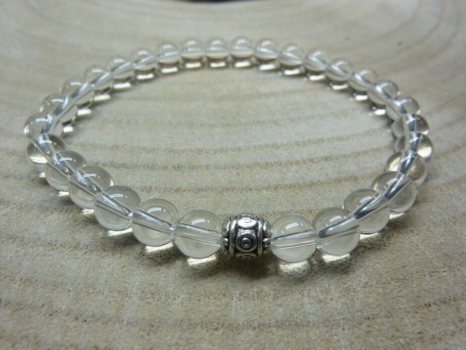 Bracelet Quartz cristal de roche-perles rondes 6 mm