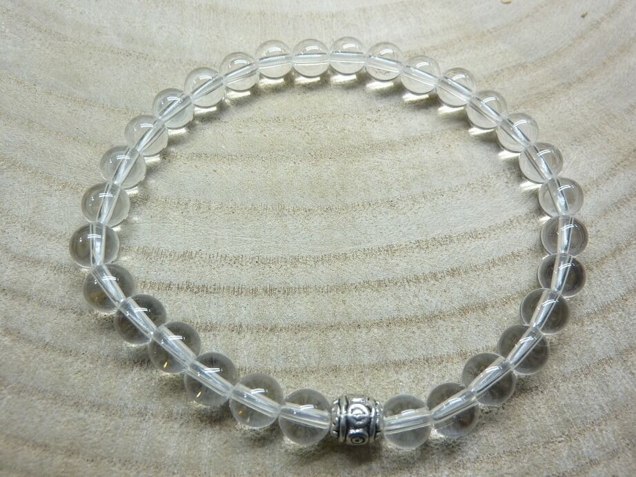 Bracelet Quartz cristal de roche-perles rondes 6 mm