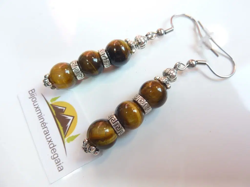 Boucles d'oreilles Oeil de tigre protection et joie