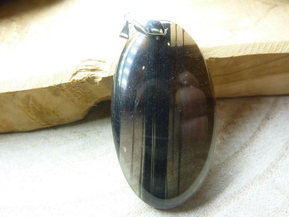 Pendentif larme d'apache obsidienne argent 925 ref 9945