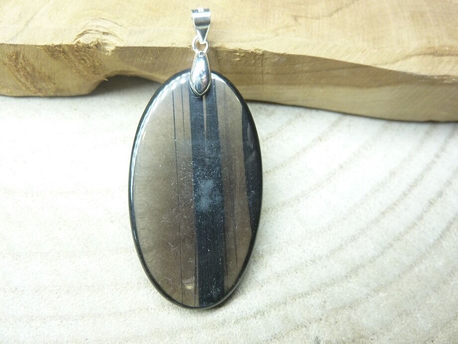 Pendentif larme d'apache obsidienne argent 925 ref 9945