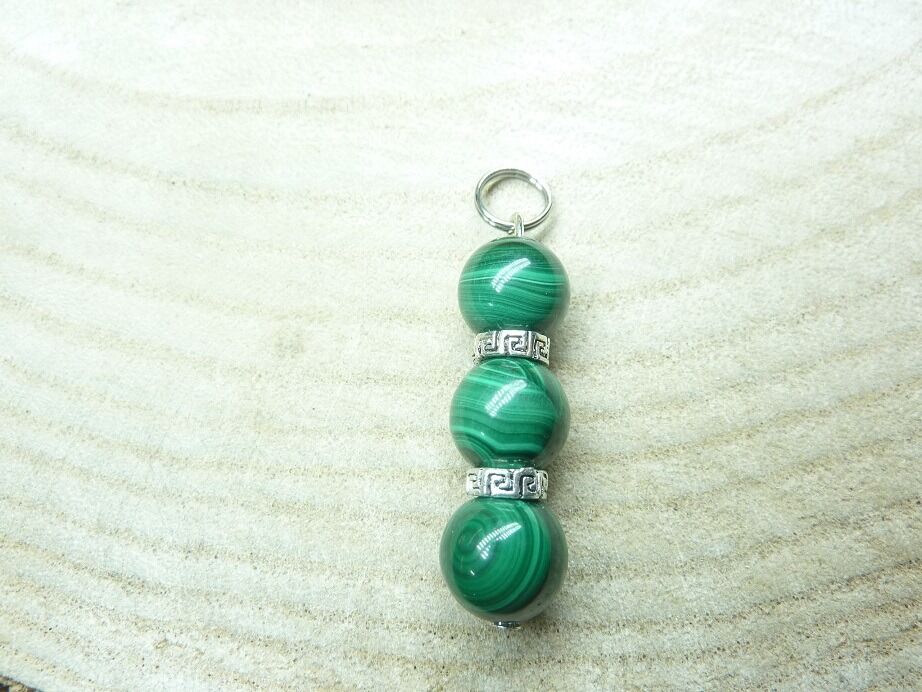 Pendentif Malachite perles 10 mm