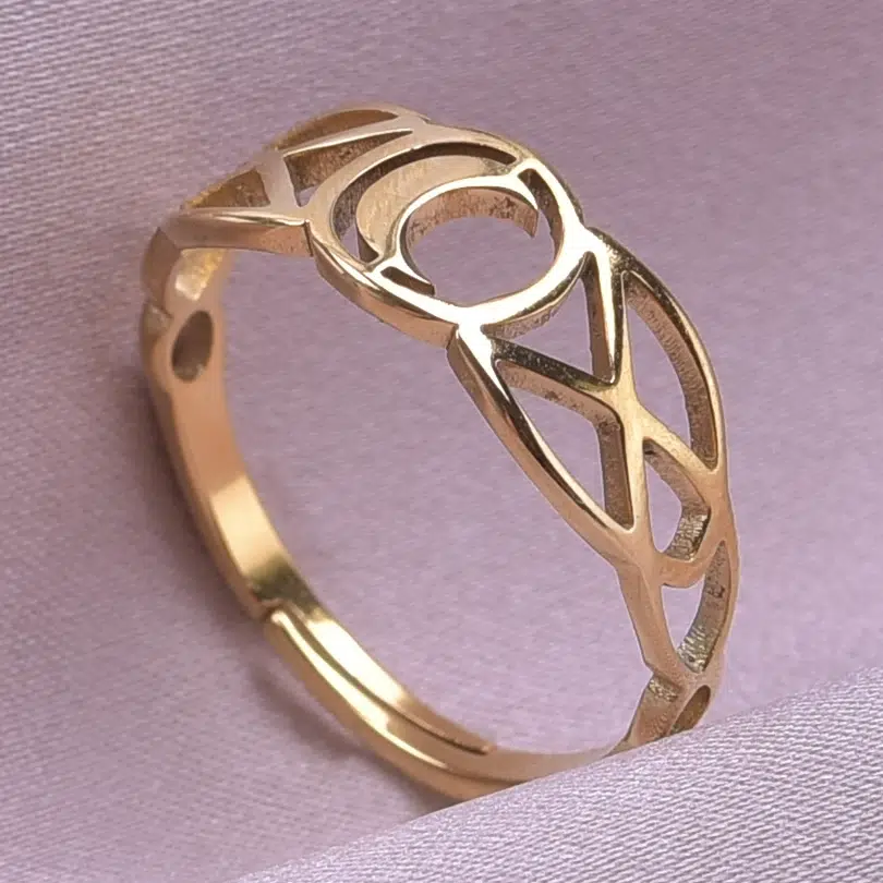 Bague Triple lune réglable ref Or