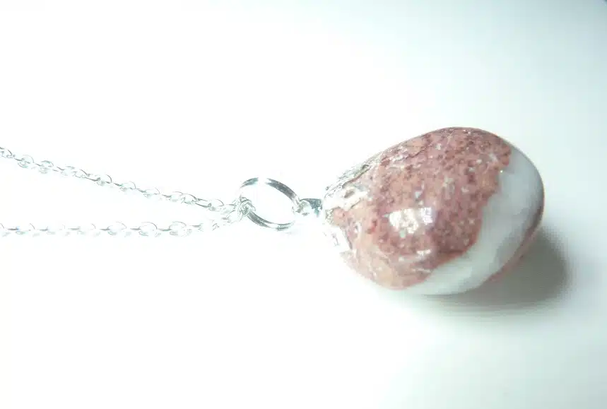 Collier pendentif Thulite GG 02 + chaine acier inoxydable 45 cm