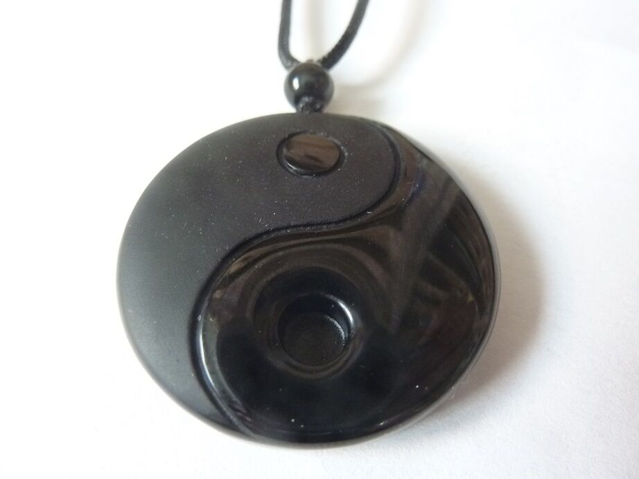 Pendentif Yin-Yang en Obsidienne Noire 100 % naturelle