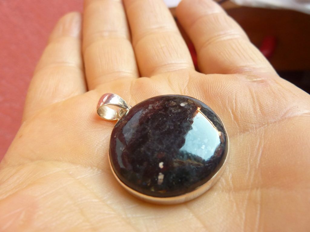 Pendentif Nuummite Véritable monture argent 925 Rare ref 3988 – Image 3