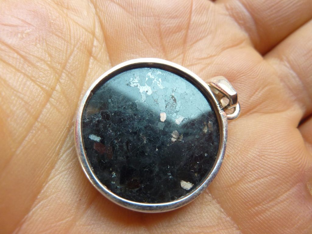 Pendentif Nuummite Véritable monture argent 925 Rare ref 3988 – Image 6