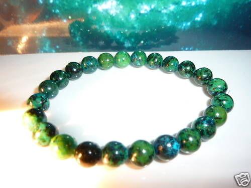 Bracelet azurite chrysocolle perles rondes 8mm