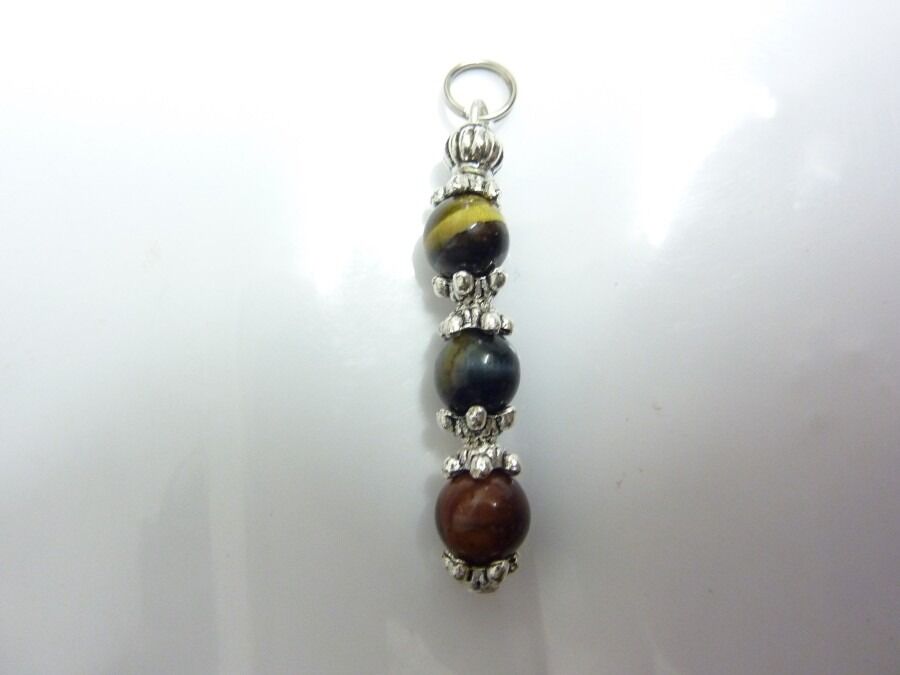 PENDENTIF PROTECTION EXTREME OEIL DE TIGRE-FAUCON-TAUREAU PERLES 6MM