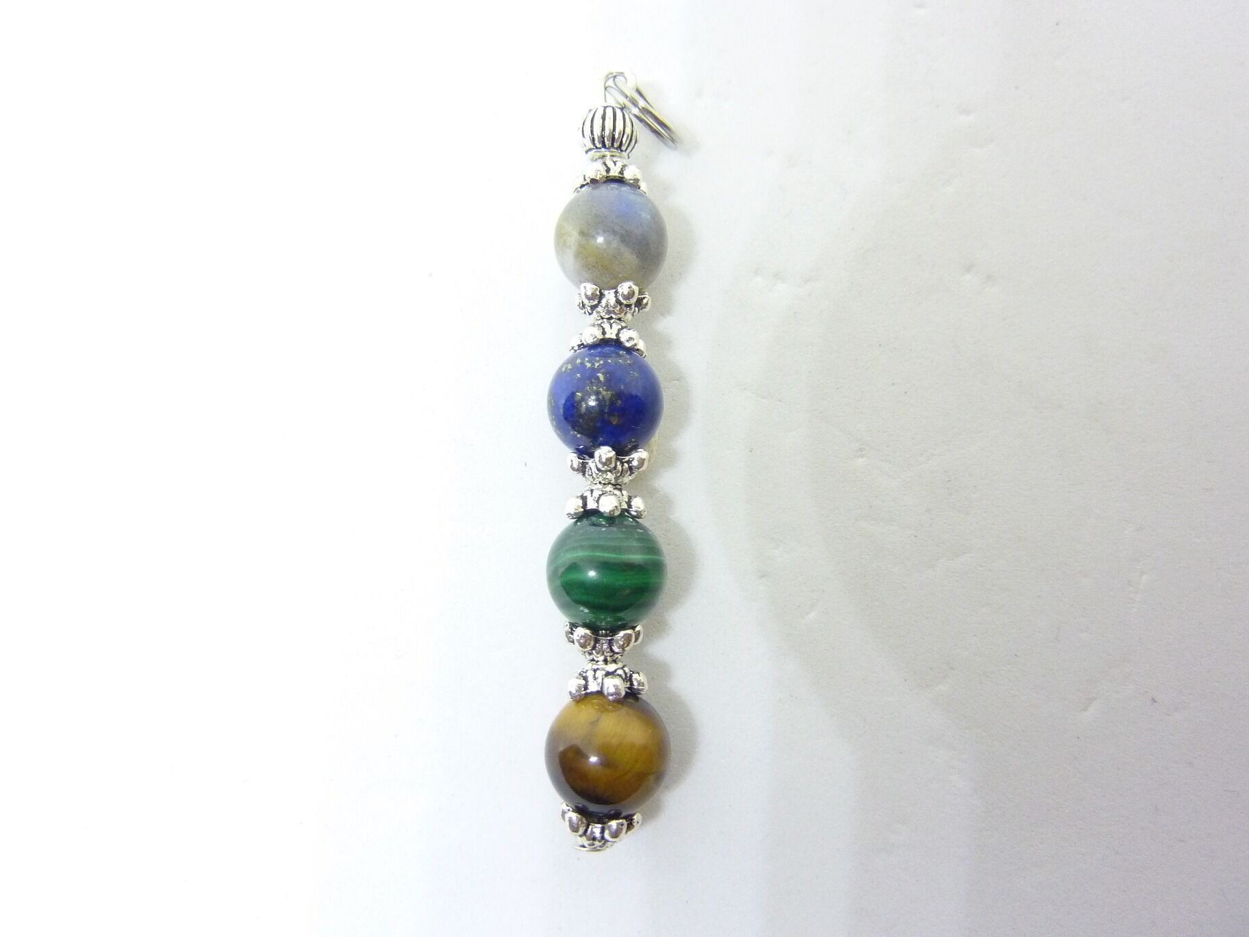 Pendentif MALACHITE-LAPIS LAZULI-OEIL DE TIGRE-LABRADORITE