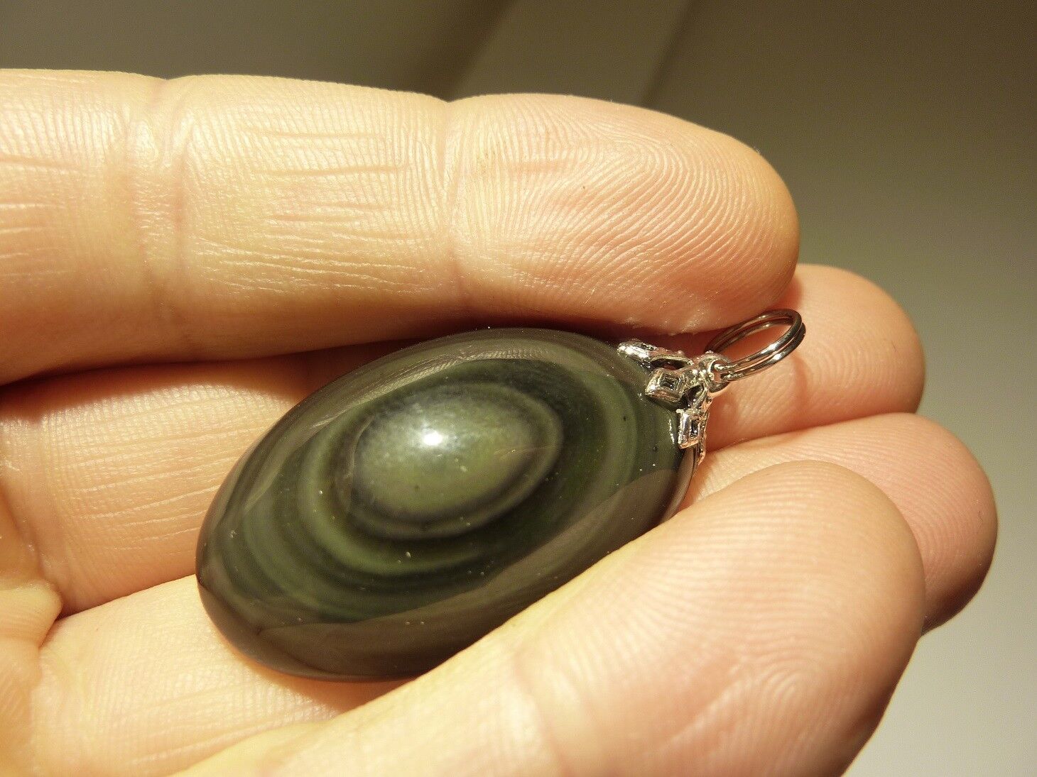 Pendentif protection Obsidiene oeil celeste ref 6235 °