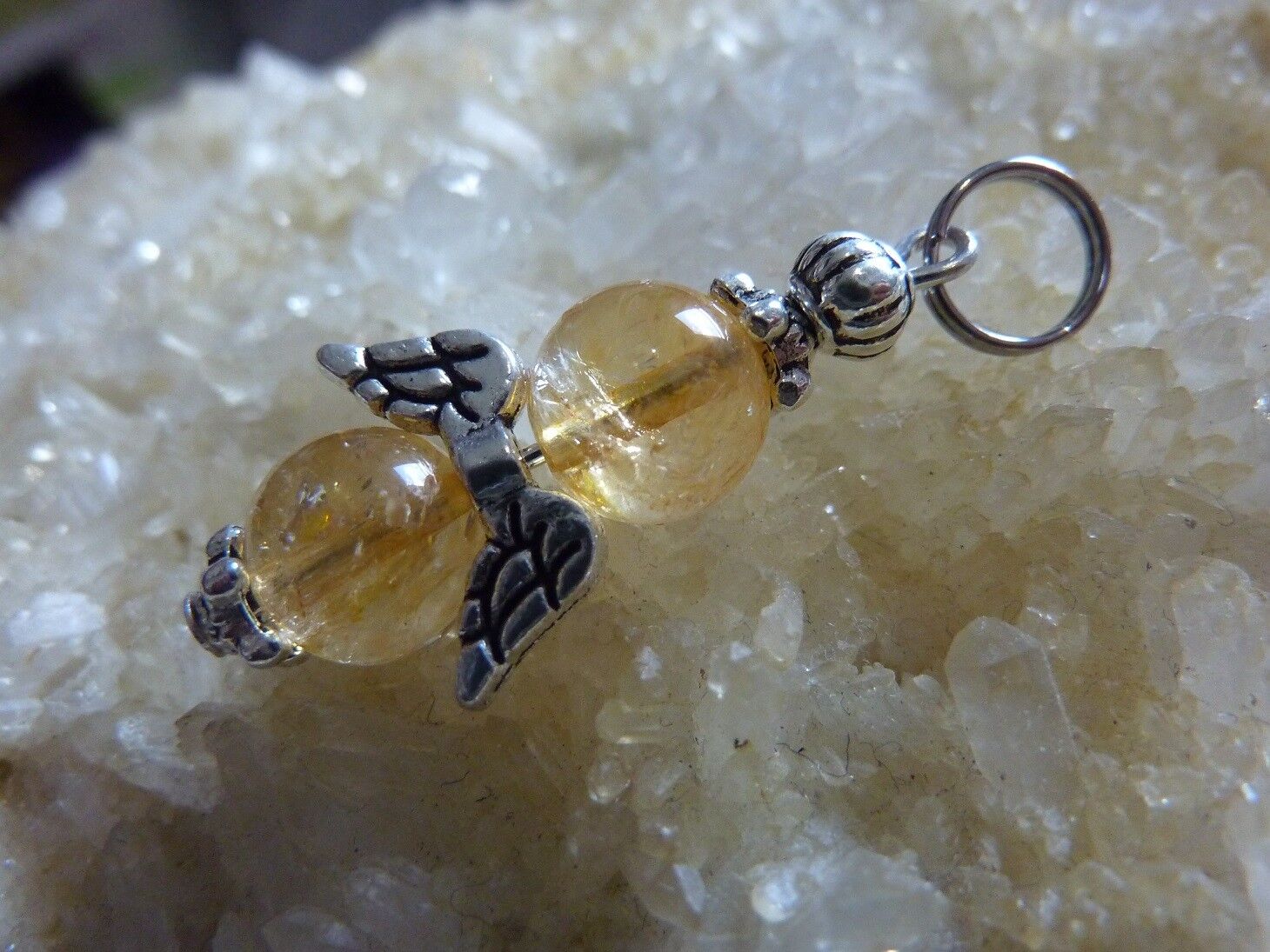 PENDENTIF Ange CITRINE perles rondes 8 mm – Image 2
