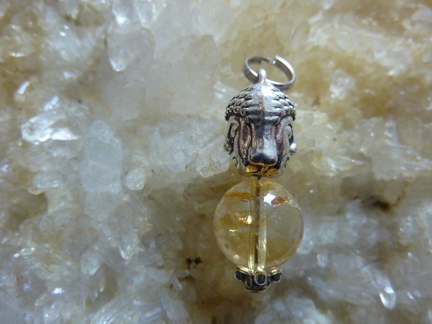 Pendentif Bouddha CITRINE perles rondes 10 mm – Image 3