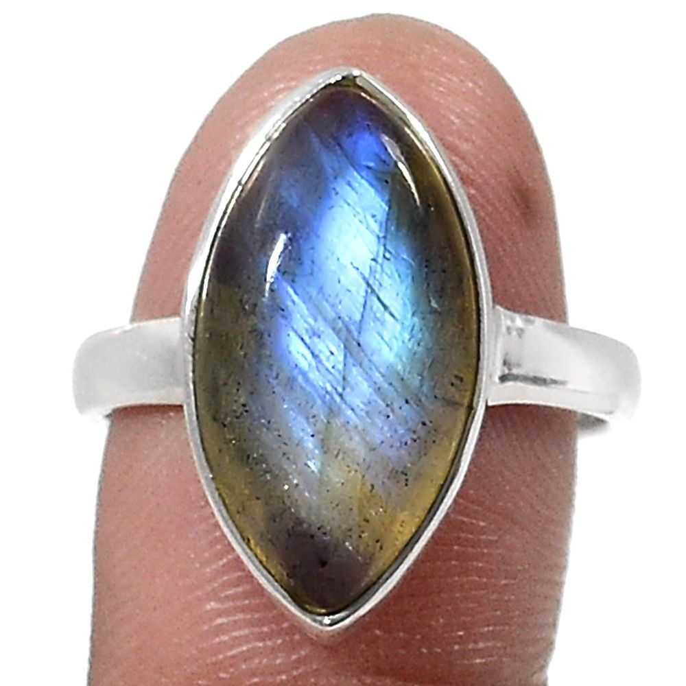SUBLIME BAGUE EN LABRADORITE & ARGENT 925 TAILLE 57 3/4 ref 0134