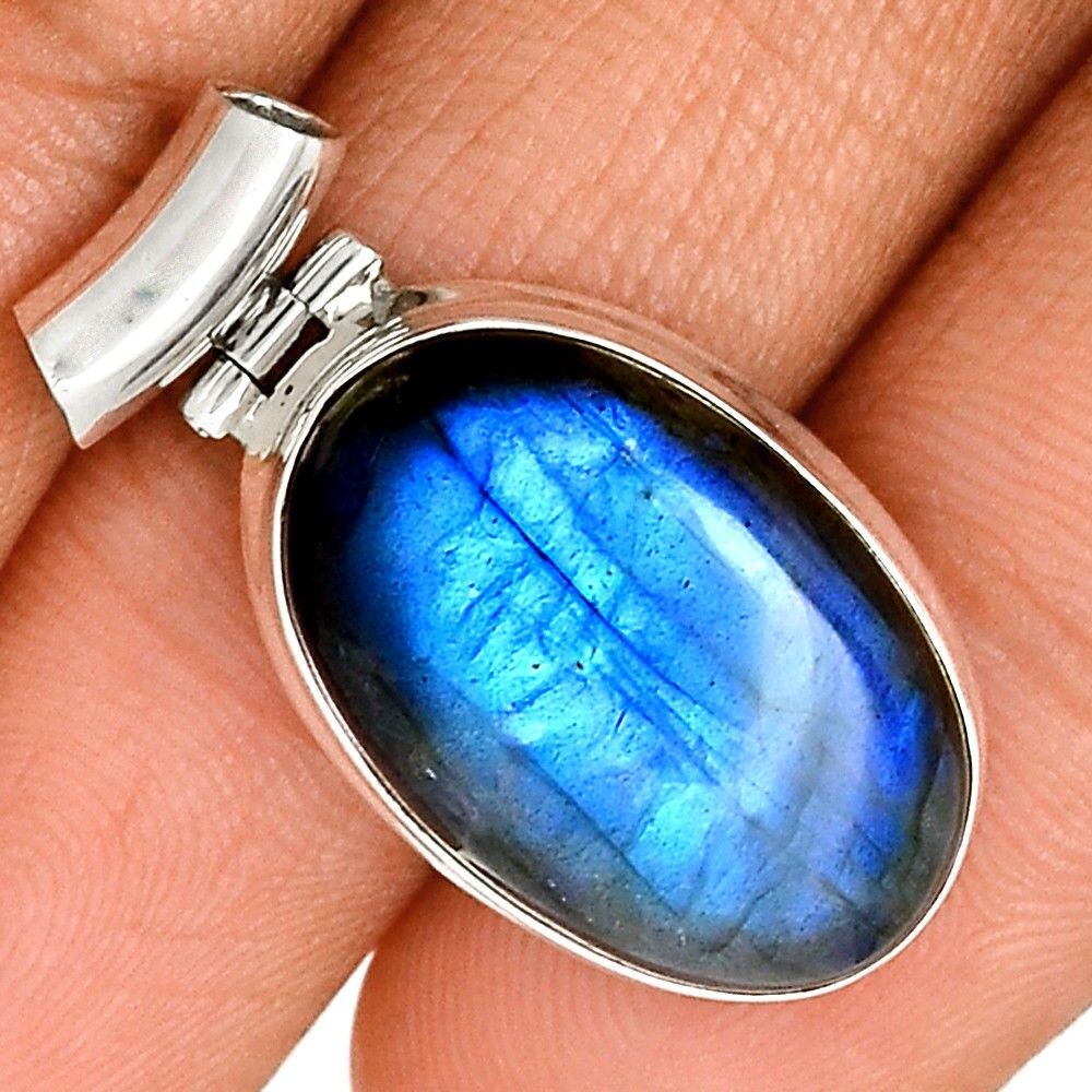 Pendentif protection labradorite Monture argent 925 ref 1413