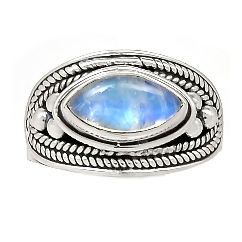 BAGUE PIERRE DE LUNE MONTURE EN ARGENT 925.TAILLE 52 3/4 REF 8606