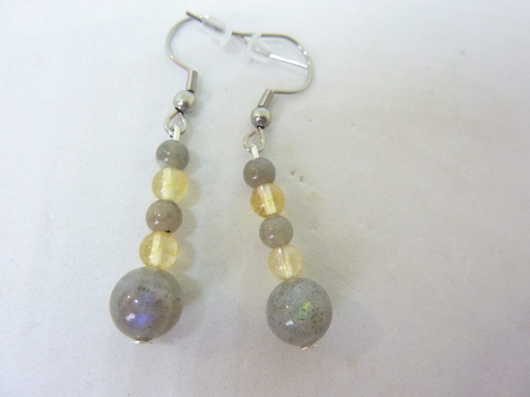 Boucles d'oreilles citrine,labradorite