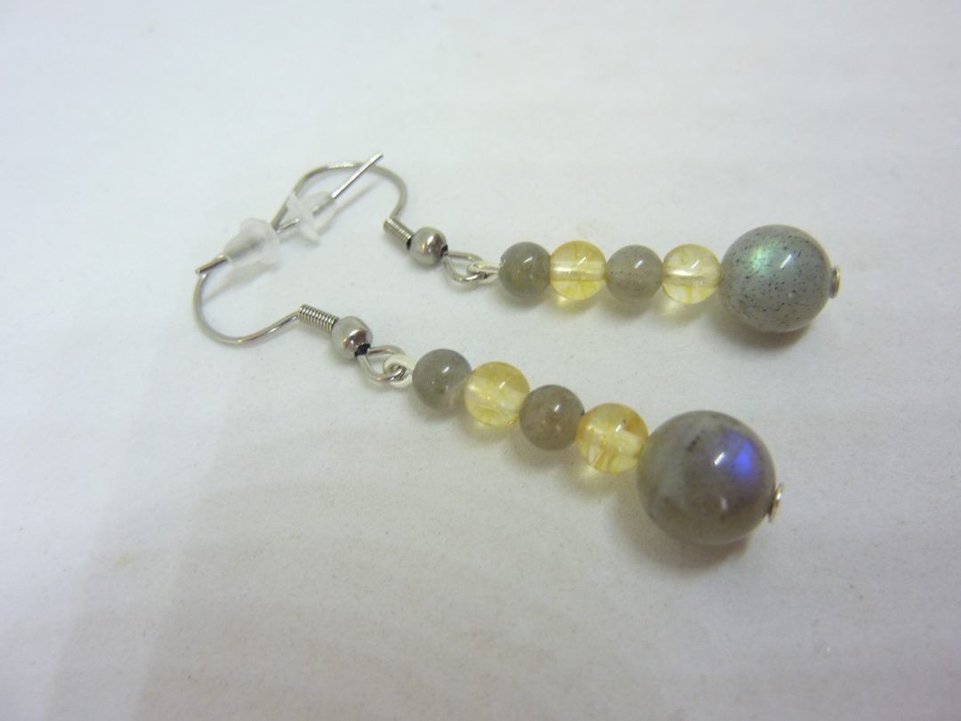 Boucles d'oreilles citrine,labradorite