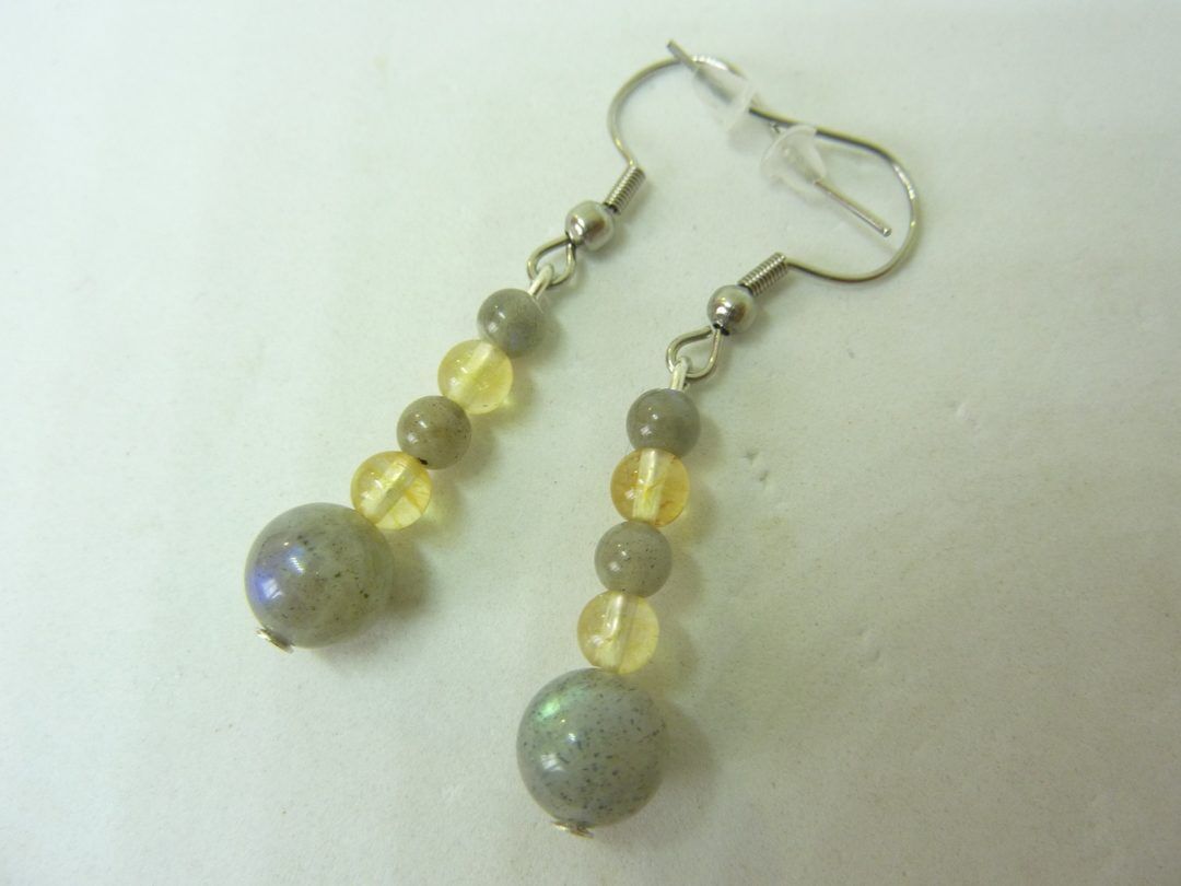 Boucles d'oreilles citrine,labradorite