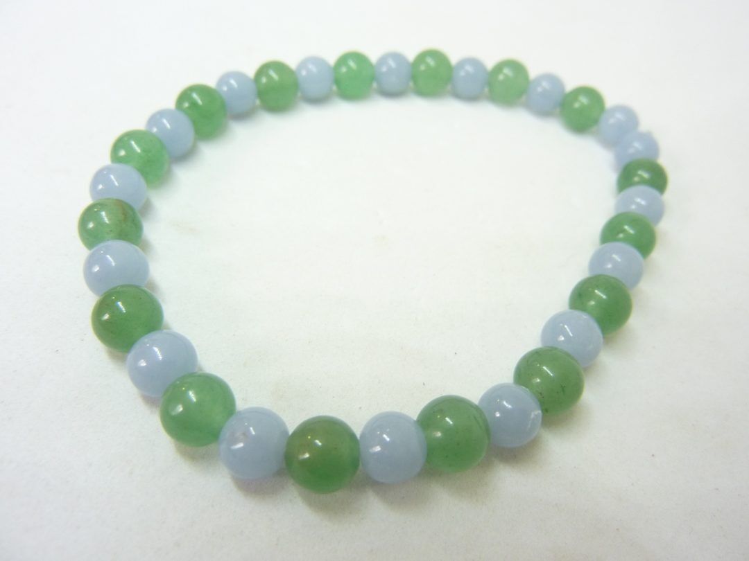 Bracelet aventurine,angélite perles rondes 6 mm