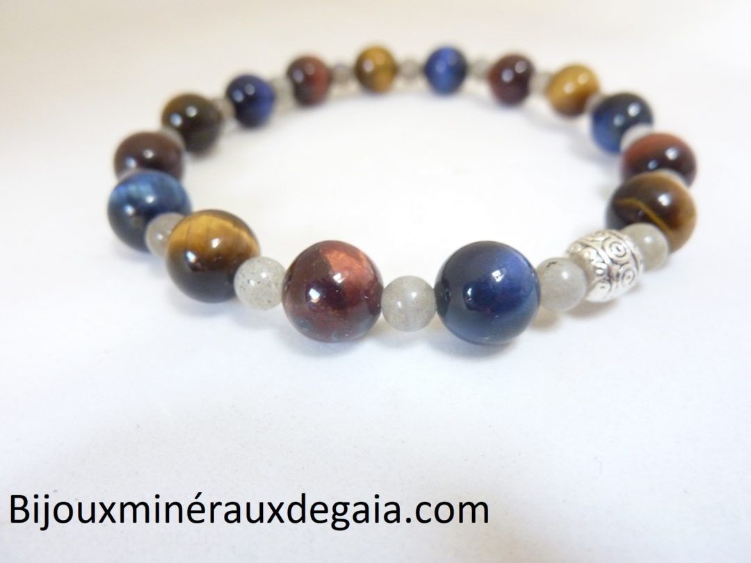 BRACELET OEIL DE TIGRE-FAUCON-TAUREAU-LABRADORITE