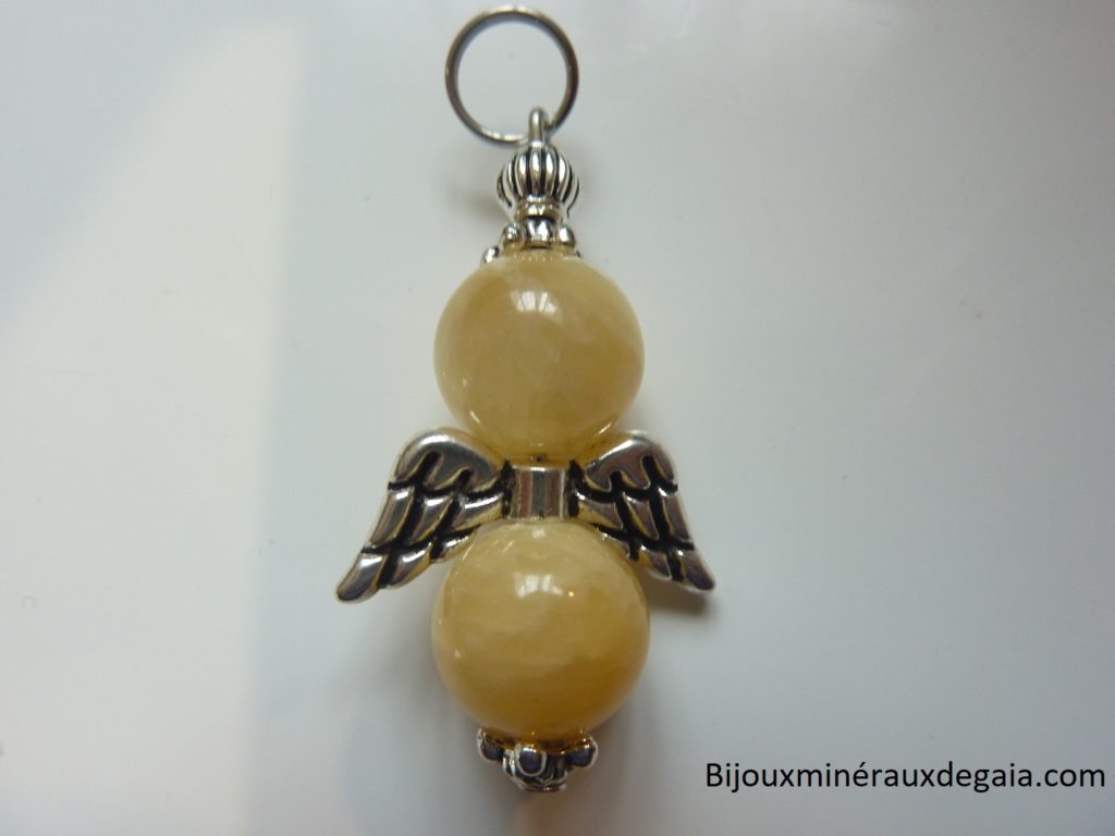 Pendentif Calcite orange Ange - Perles 10 mm