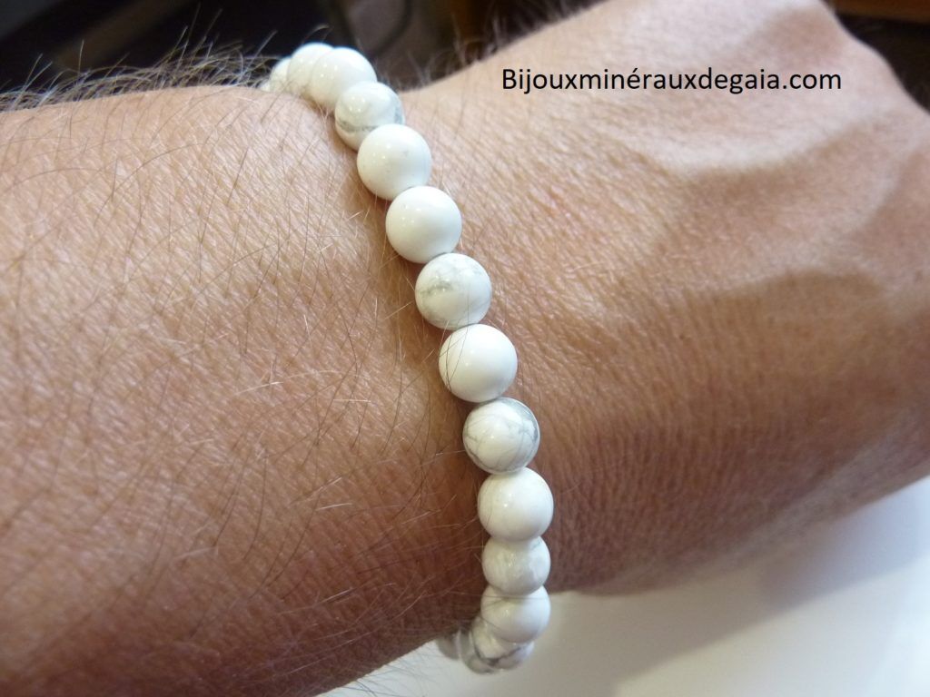 Bracelet Howlite - Perles rondes 6 mm