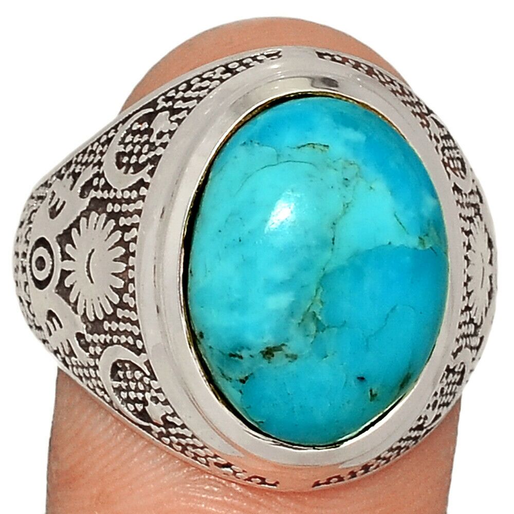 BAGUE TURQUOISE MONTURE EN ARGENT 925.TAILLE 62 1/2 REF 8494
