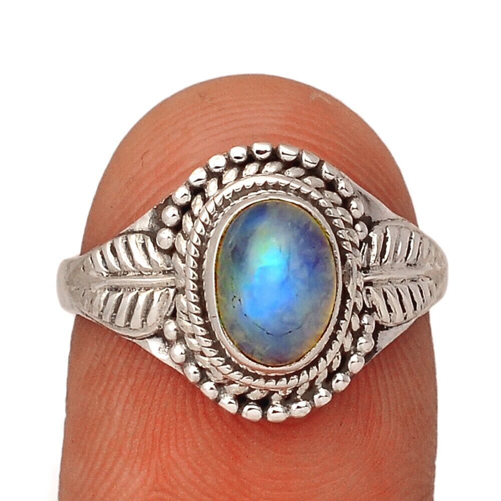 BAGUE PIERRE DE LUNE MONTURE EN ARGENT 925.TAILLE 55 1/4 REF 3473