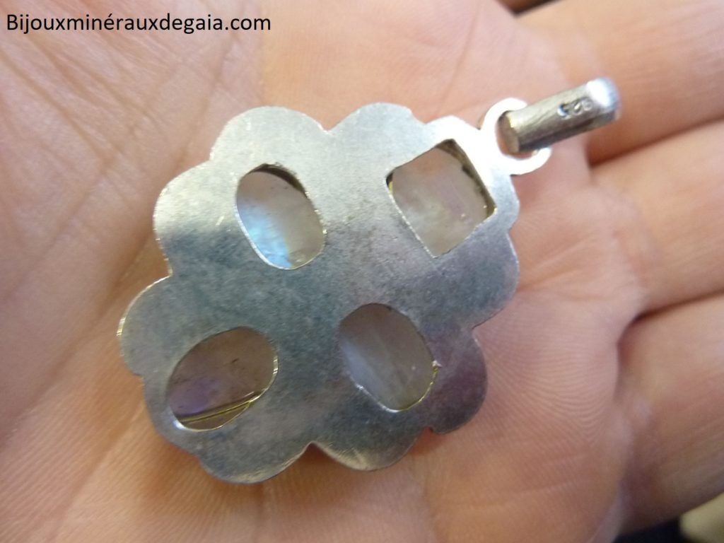 PENDENTIF PIERRE DE LUNE ET ARGENT ref 3696