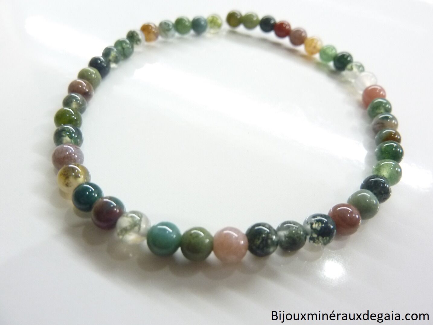 Bracelet agate Indienne – Perles rondes 4 mm