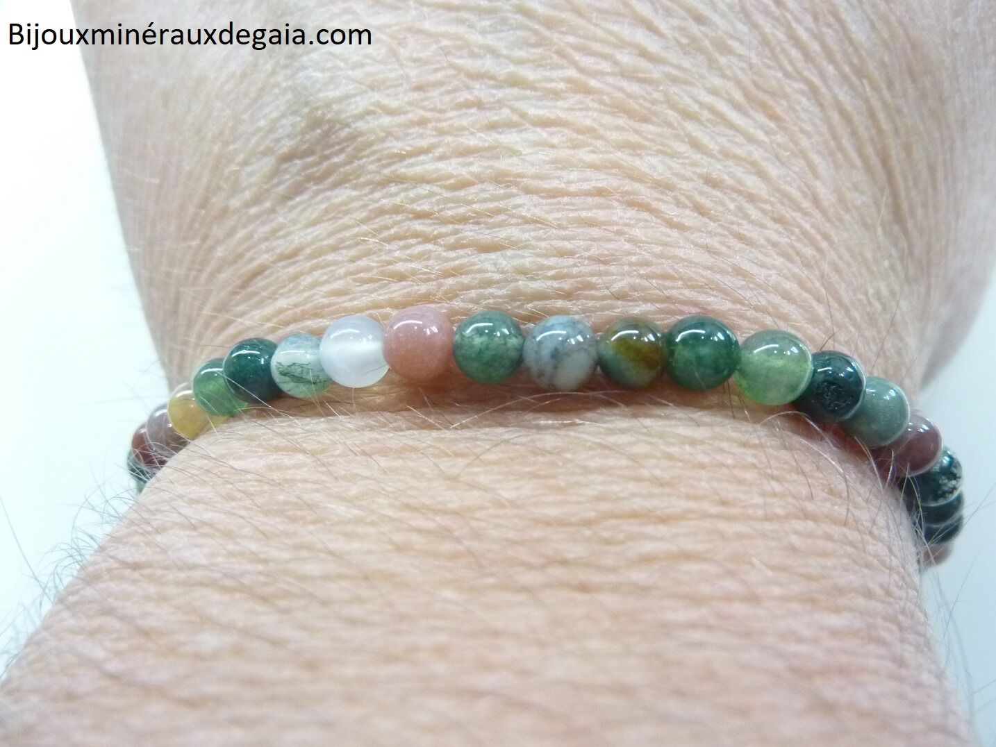 Bracelet agate Indienne – Perles rondes 4 mm