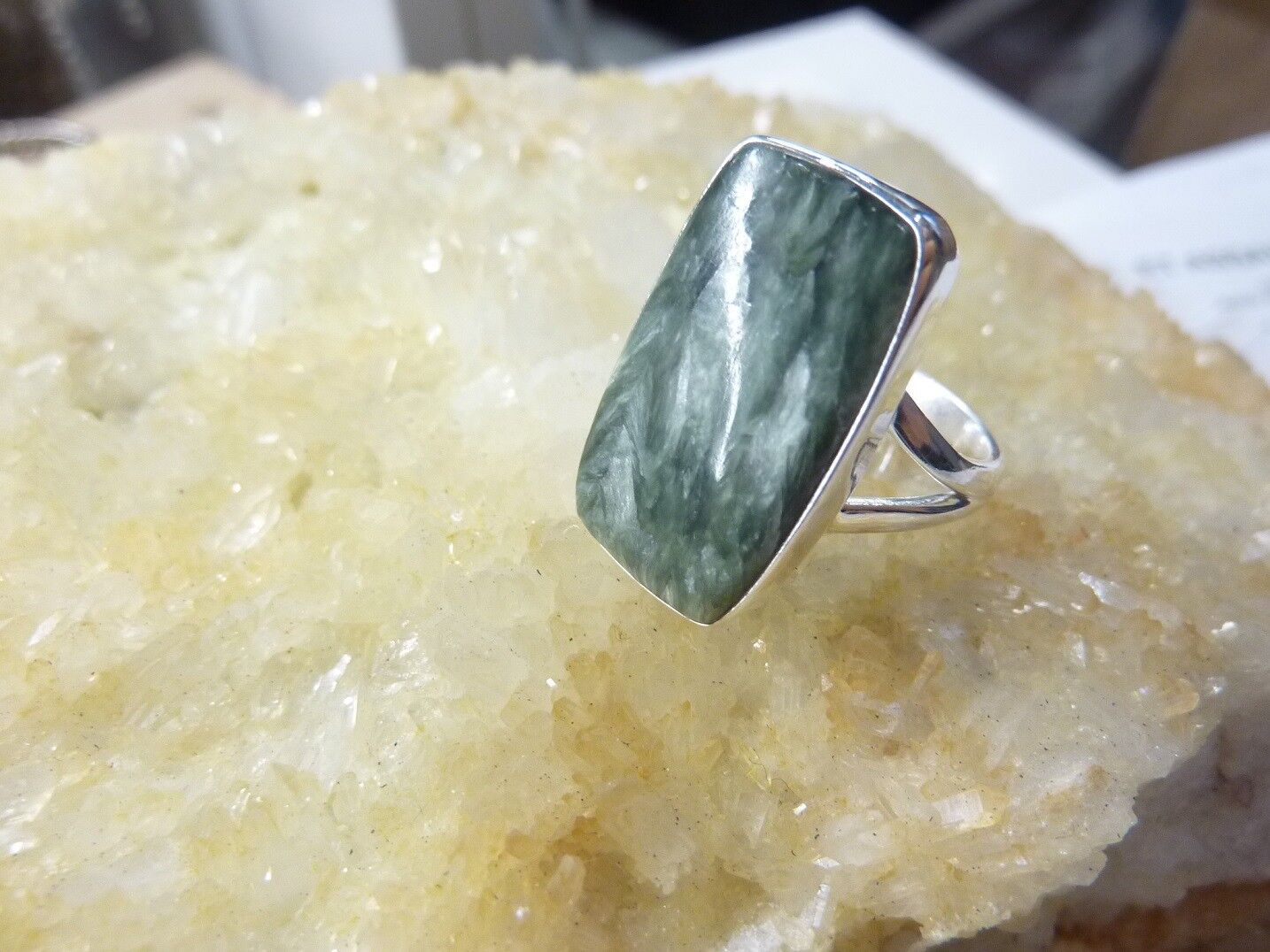 Bague séraphinite taille 55 monture argent 925 ref 6345
