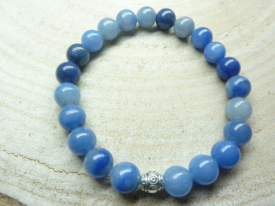 Bracelet Aventurine bleue - Perles rondes 8 mm
