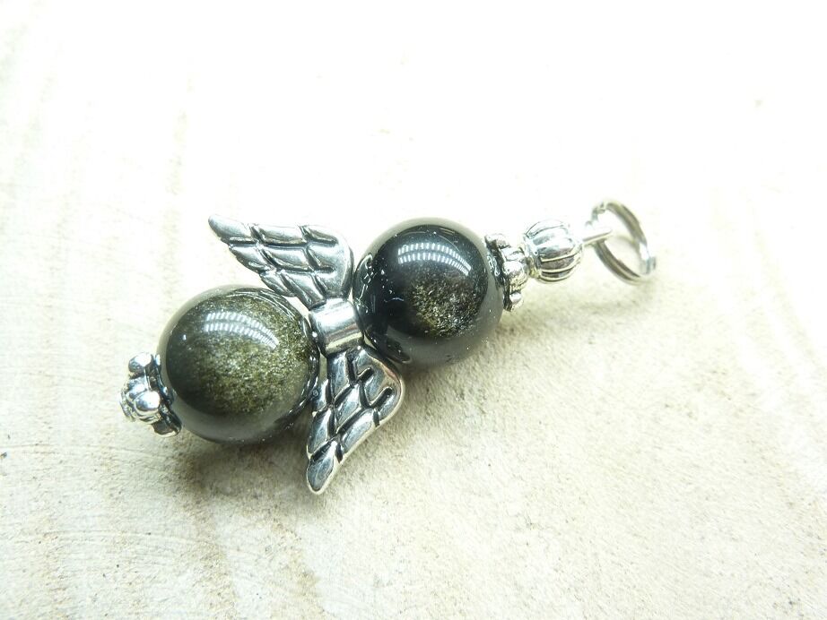 Pendentif Obsidienne dorée Perles 10 mm