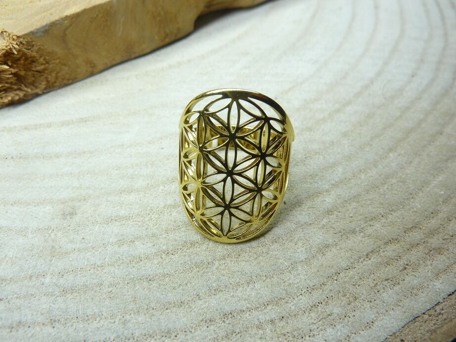 Bague Fleur de vie or réglable