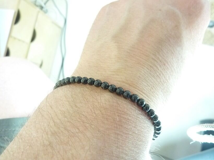 Bracelet Spinelle noir - Perles rondes 4 mm