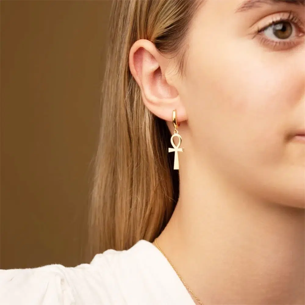 Boucles d'oreilles Croix de Ankh réglable ref Or