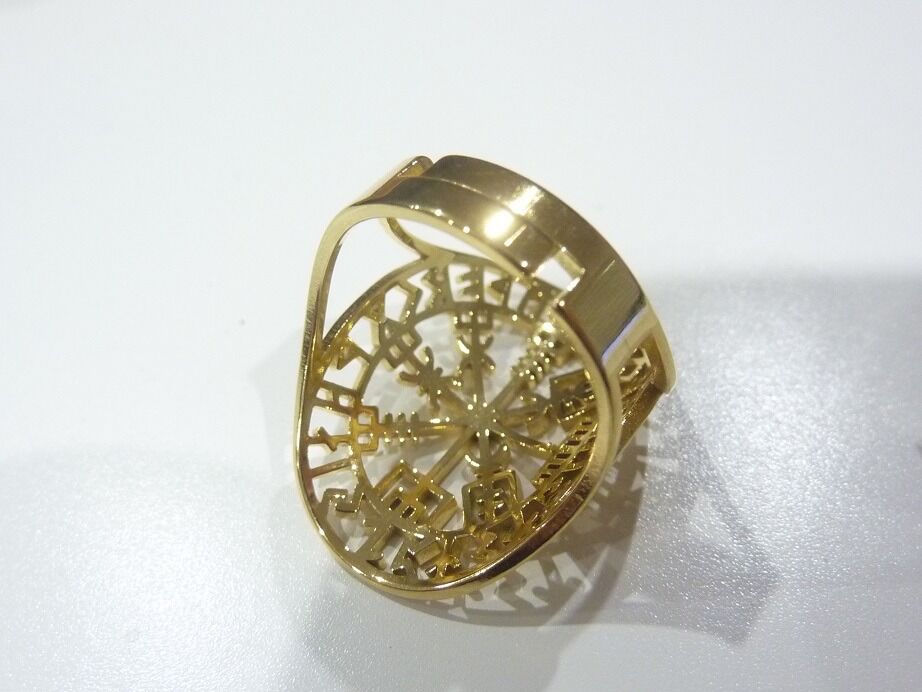 Bague réglable Vegvisir de boussole runique ref Or – Image 2
