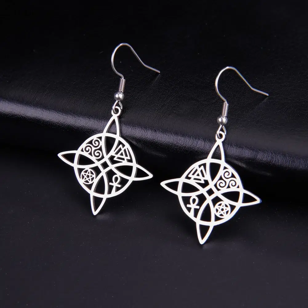 Boucles d'oreilles Noeud de sorcière multi symboles ref argent