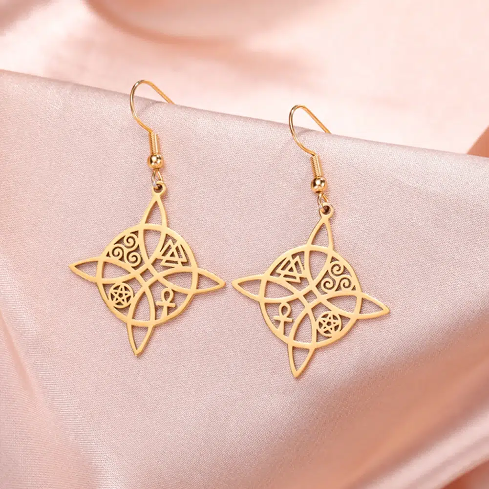 Boucles d'oreilles Noeud de sorcière multi symboles ref Or