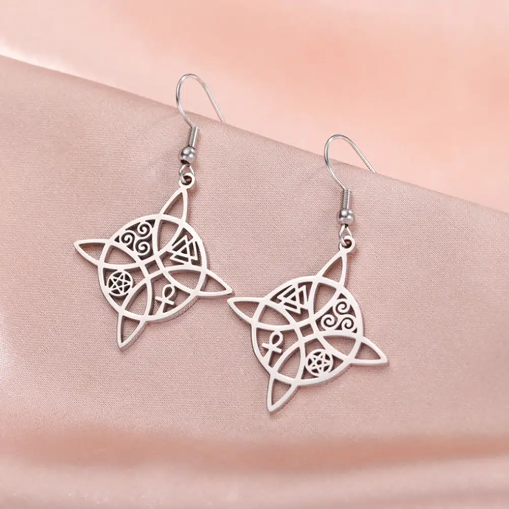 Boucles d'oreilles Noeud de sorcière multi symboles ref argent