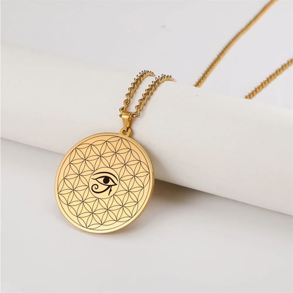 Pendentif Fleur de vie-Oeil d'Horus ref or