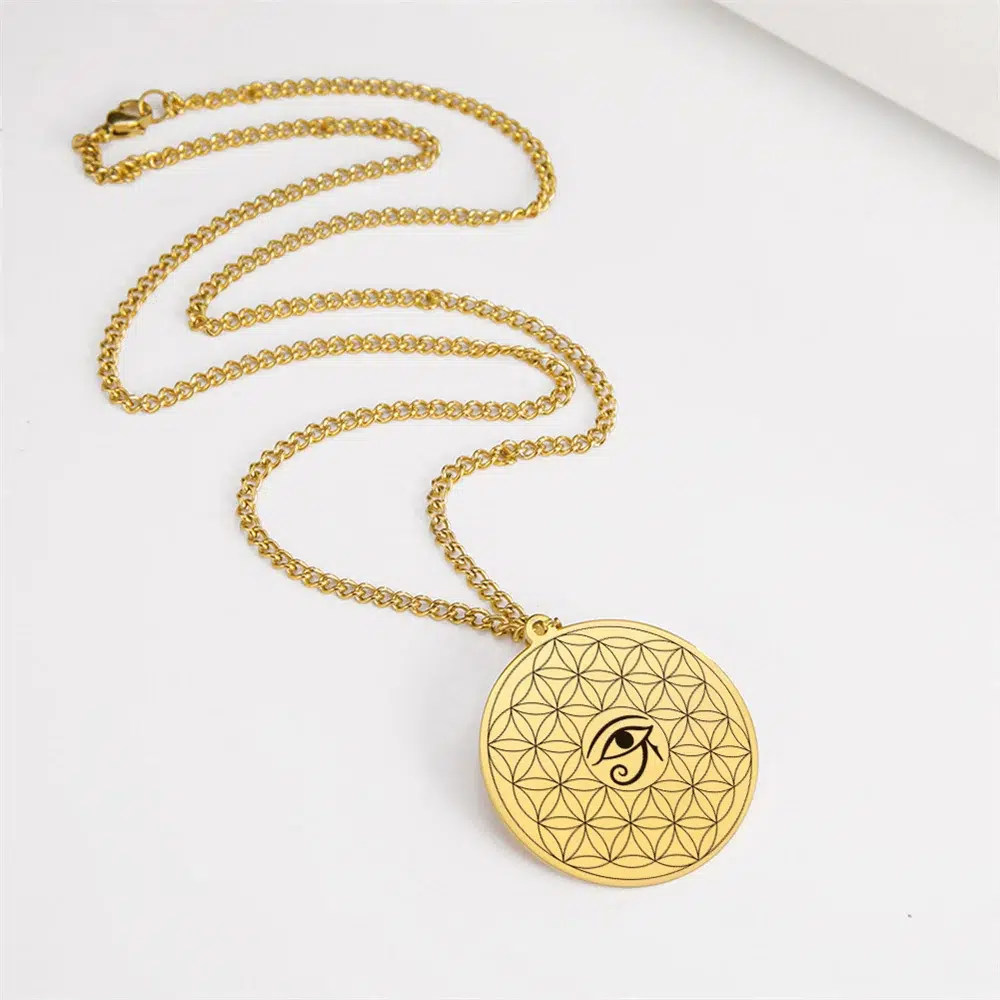 Pendentif Fleur de vie-Oeil d'Horus ref or