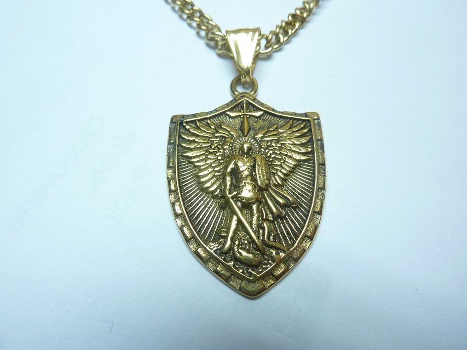 Collier pendentif protection Archange Michael st Michel ref or