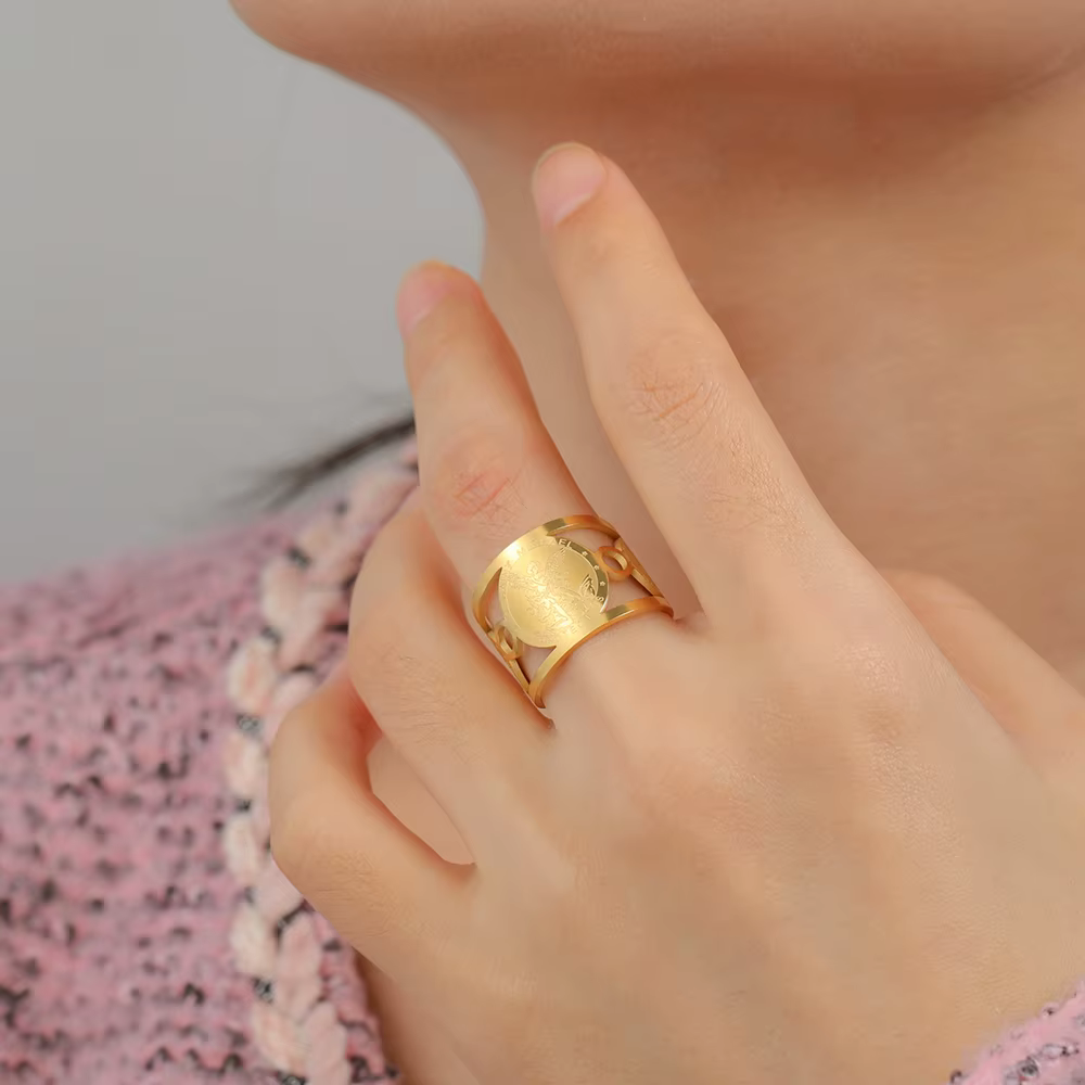 Bague réglable Archange Michael st Michel ref or