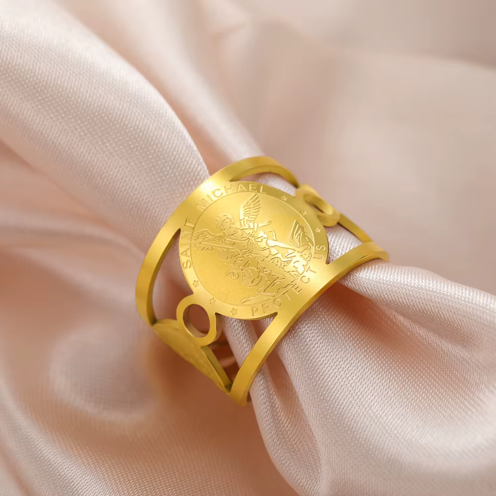 Bague réglable Archange Michael st Michel ref or