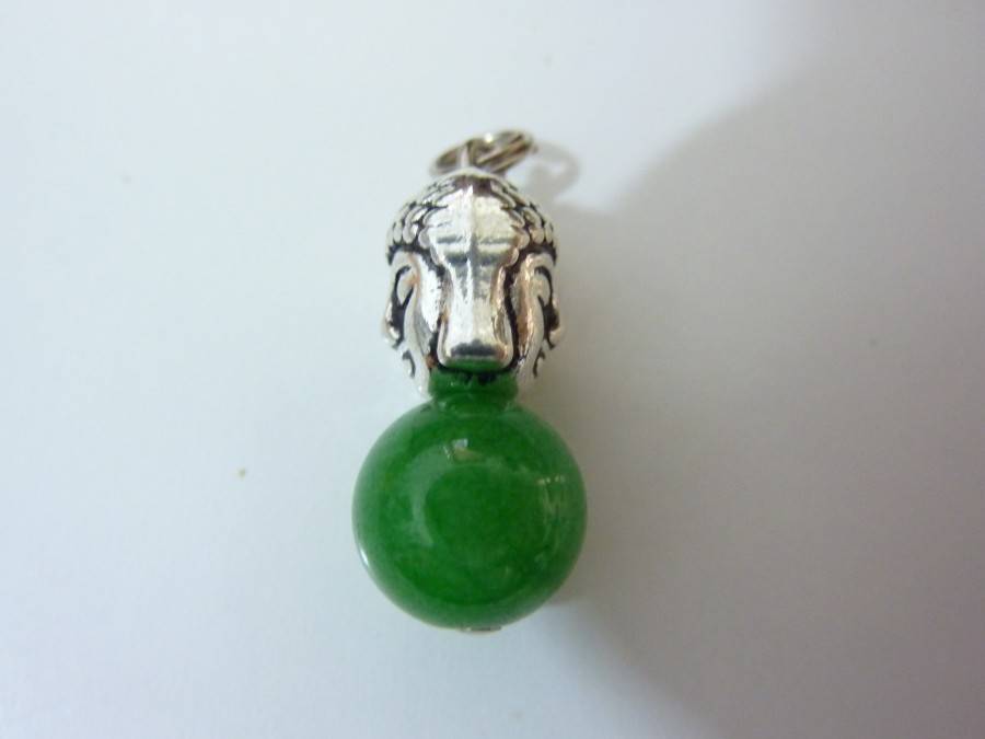 Pendentif Bouddha Jade vert perle 10 mm – Image 2