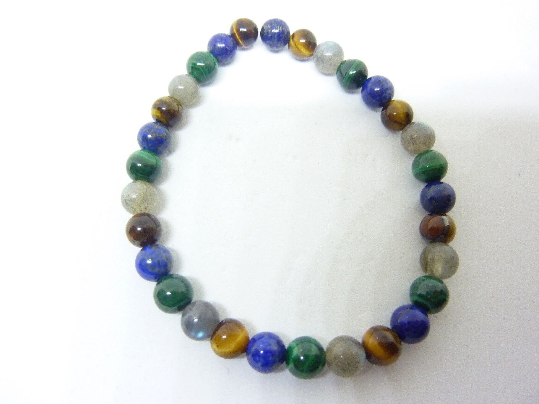 BRACELET MALACHITE LAPIS LAZULI OEIL DE TIGRE LABRADORITE – Image 2