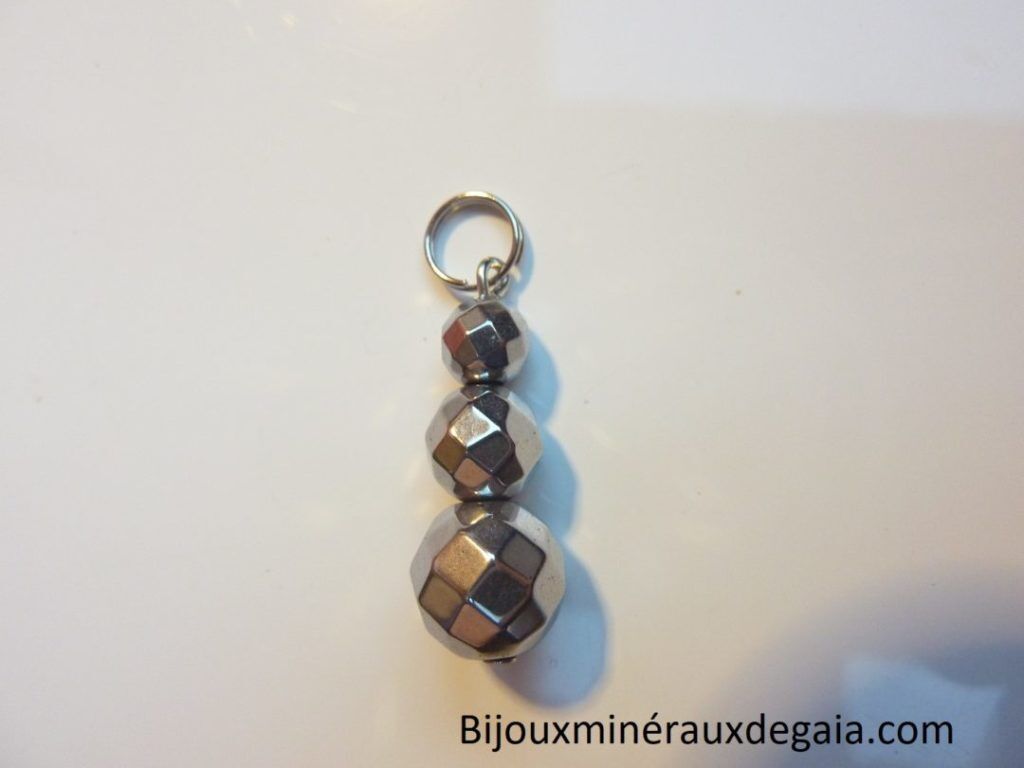 Pendentif Hématite - Perles rondes 10-8-6 mm